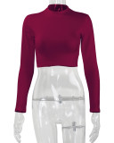 SC Sexy Long Sleeve Solid Color Tops YMYF-8861