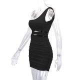 SC Single Shoulder Hollow Out Mini Dress YMYF-9249
