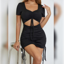 SC Hollow Out Short Sleeve Bandage Dress YMYF-9225