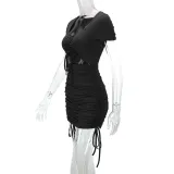 SC Hollow Out Short Sleeve Bandage Dress YMYF-9225