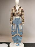 SC  Print Zipper Shorts Coat Jeans Suit YRST-T022
