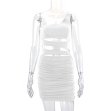 SC Single Shoulder Hollow Out Sexy Mini Dress YMYF-9257