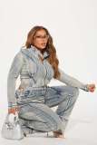 SC Fashion Wash Patchwork Denim Two Piece Pants Set DYMEF-52065