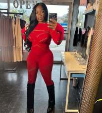 SC Long Sleeve Hollow Out Two Piece Pants Set YUEM-2025203