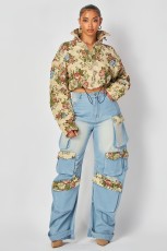 SC  Print Zipper Shorts Coat Jeans Suit YRST-T022