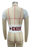 SC Letter Print Short Sleeve Backless T Shirt GFCF-1328