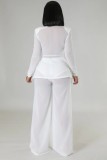 SC Solid Color Tie Up Tops Split Pants Suit GFDY-1306