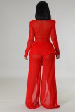 SC Solid Color Tie Up Tops Split Pants Suit GFDY-1306