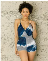 SC Sling V Neck Print Romper WUM-2514
