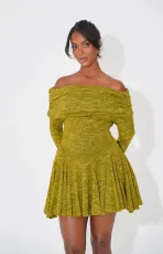 SC One Shoulder Lapel Neck Mini Dress QOUY-6054