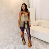 SC Sexy Backless Print Mesh Jumpsuit GTYZ-7447