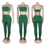 SC Sexy Solid Color Wrap Chest Overall 2 Piece Set GTYZ-7398