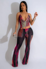 SC Sexy Backless Print Mesh Jumpsuit GTYZ-7447