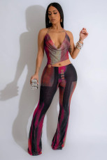 SC Sexy Backless Print Mesh Jumpsuit GTYZ-7447