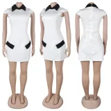 SC Solid Color Short Sleeve Mini Dress GTYZ-7419