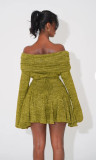 SC One Shoulder Lapel Neck Mini Dress QOUY-6054