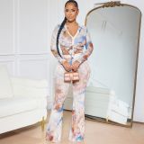 SC Mesh Top Double Layer Micro Flare Pants Set GTYZ-7509