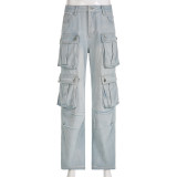SC Fashion Loose Patchwork Straight Jean GSYI-8633