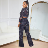SC Mesh Top Double Layer Micro Flare Pants Set GTYZ-7509