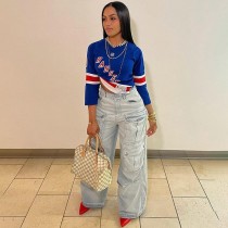 SC Fashion Loose Patchwork Straight Jean GSYI-8633