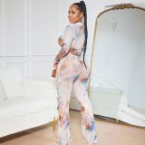 SC Mesh Top Double Layer Micro Flare Pants Set GTYZ-7509