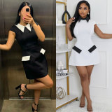 SC Solid Color Short Sleeve Mini Dress GTYZ-7419