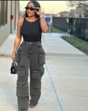 SC Fashion Solid Multi-pockets Jeans GSYI-30000