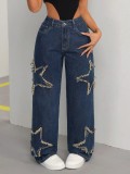 SC Star Tassel Raw Edge Loose Jeans WXHY-XHY4046