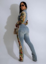 SC Vintage Lace Patchwork Denim 2-Piece Pants Set WXHY-XHY410