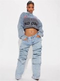 SC Removable Button High Waist Straight Jeans WXHY-XHY4003