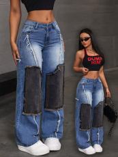 SC Fashion Patchwork Raw-edge Jeans WXHY-XHY4018