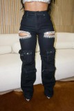 SC Tassel Rhinestones Straight Leg Jeans WXHY-XHY423