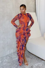 SC Print Backless Irrgular Split Maxi Dress WXHY-XHY4038