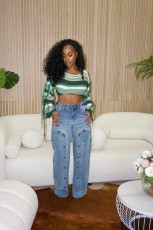 SC Patchwork Removable Loose Fit Straight Leg Jeans WXHY-XHY408