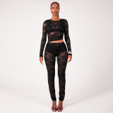 SC Lace See Through Long Sleeve Pants Suit GPBY-17154
