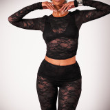 SC Lace See Through Long Sleeve Pants Suit GPBY-17154