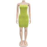 SC Rhinestone Backless Sexy Halter Dress BY-7243