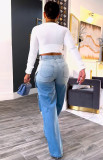 SC Plus Size Multi-Pocket Gradient Color Wide Leg Jeans GAKF-50215