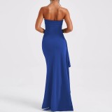SC Sexy Wrap Chest Solid Color Split Maxi Dress GPBY-17156