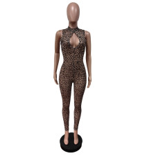 SC Leopard Print Sleeveless Mesh Jumpsuit MEM-88623