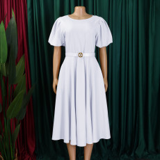 SC Plus Size Bubble Sleeve Midi Dress GMLF-3320