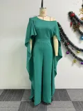 SC Plus Size Solid Color Cloak Wide Leg Jumpsuit NY-10985