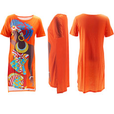 SC Print Short Sleeve Casual Midi Dress SFY-2504