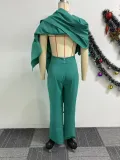 SC Plus Size Solid Color Cloak Wide Leg Jumpsuit NY-10985
