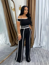 SC One Shoulder Sexy Sport Short Sleeve Pants Suit SFY-638