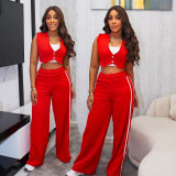 SC Sleeveless Solid Crop Tops Two Piece Pants Set SFY-2795