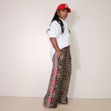 SC Leopard Print Patchwork Stripe Pants QXLB-10115