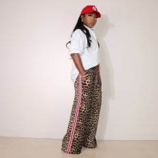 SC Leopard Print Patchwork Stripe Pants QXLB-10115