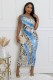 SC Single Shoulder Print Leopard Print Maxi Dress XHXF-440
