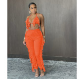 SC Solid Color Sexy Tassel Backless Pants Suit GCNF-0134
